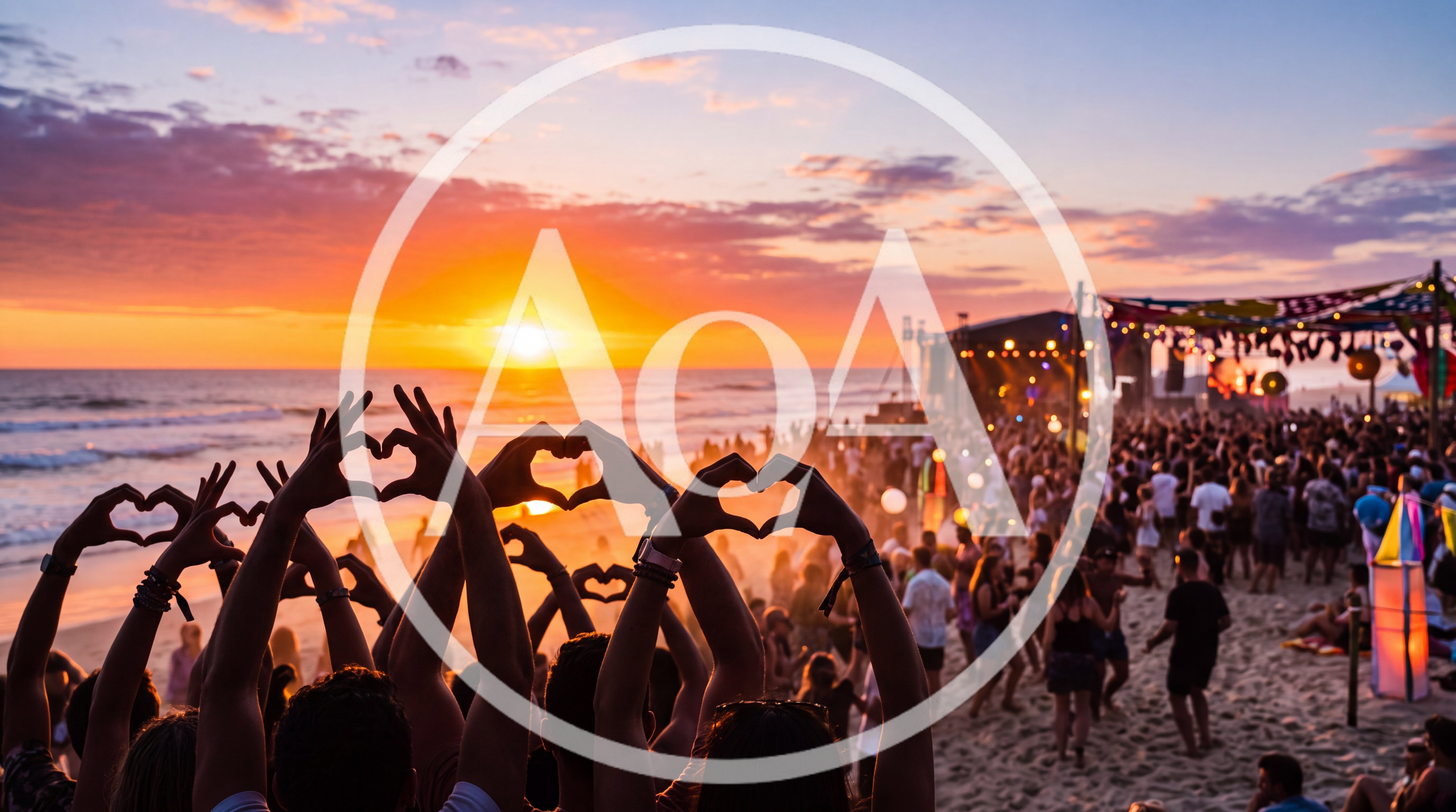 Crowd Making Heart Shapes At Beach Music Festival