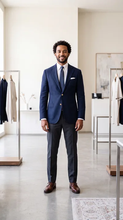 Professional Man Standing In A Modern Clothing Store