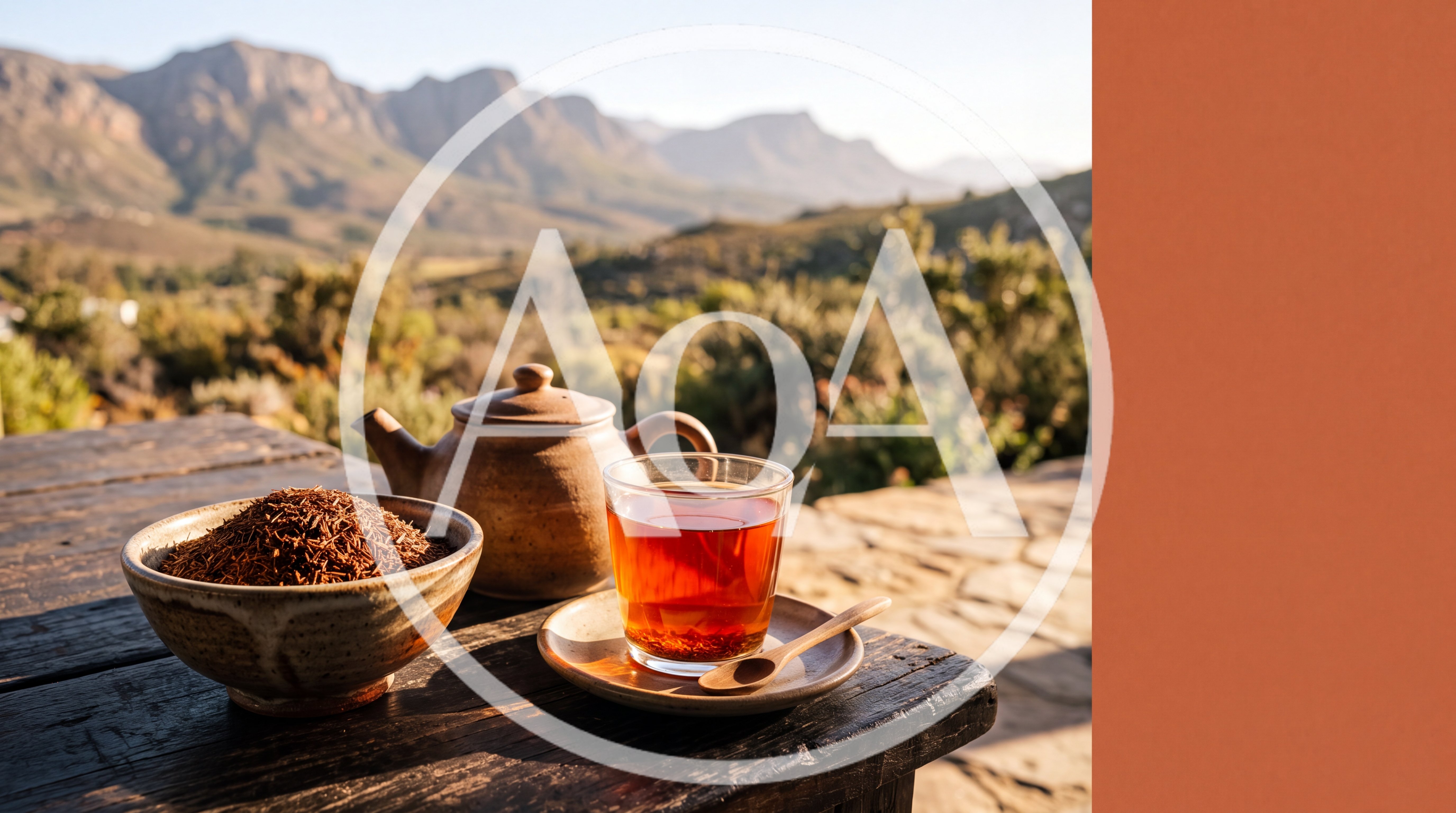 Rooibos Tea Served Outdoors With Mountain View