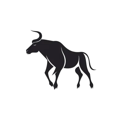 Minimalist Black Silhouette Of A Charging Bull