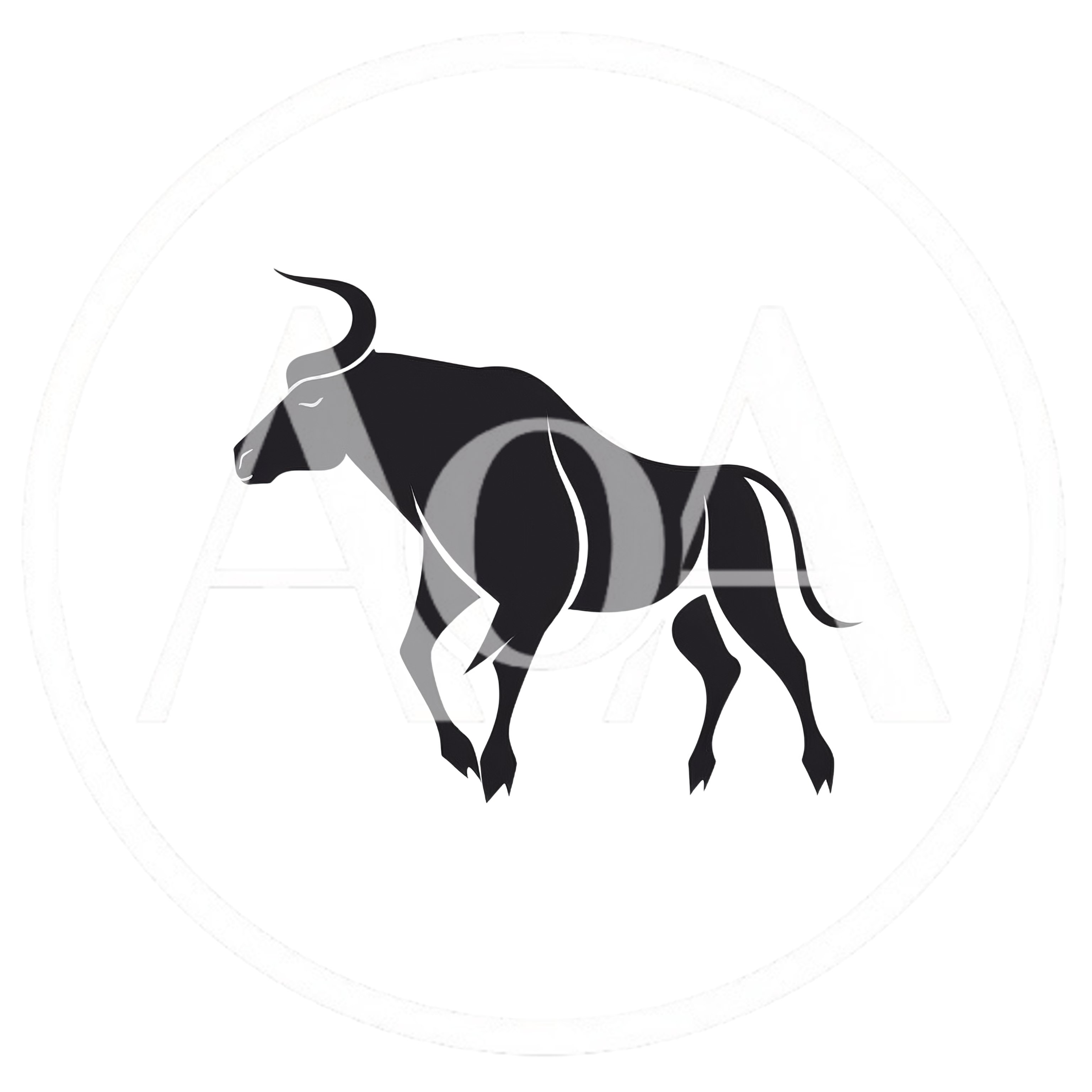 Minimalist Black Silhouette Of A Charging Bull