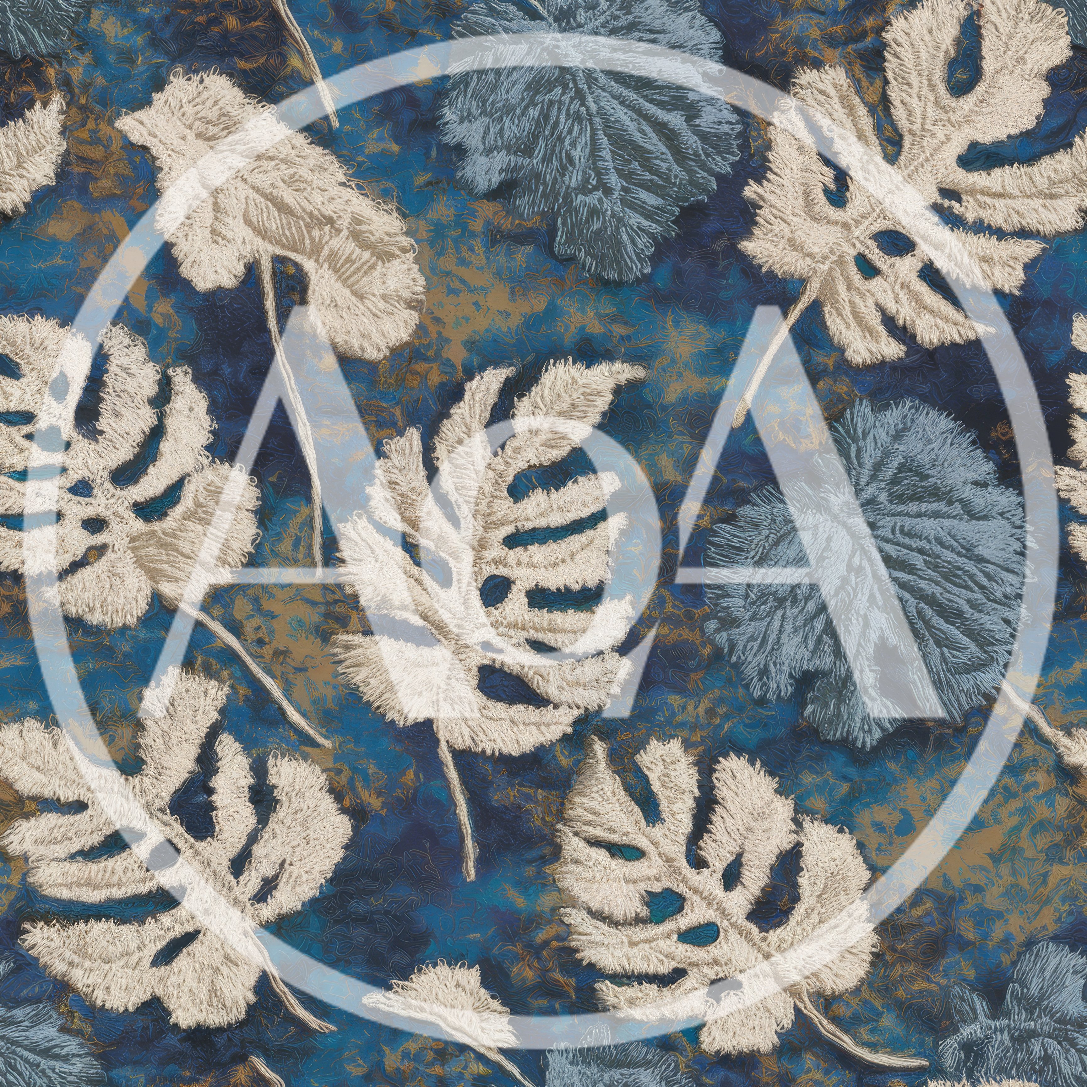 Seamless Pattern With Embroidered Tropical Monstera Leaves