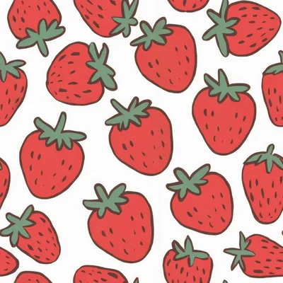 Seamless Pattern of Hand Drawn Red Strawberries