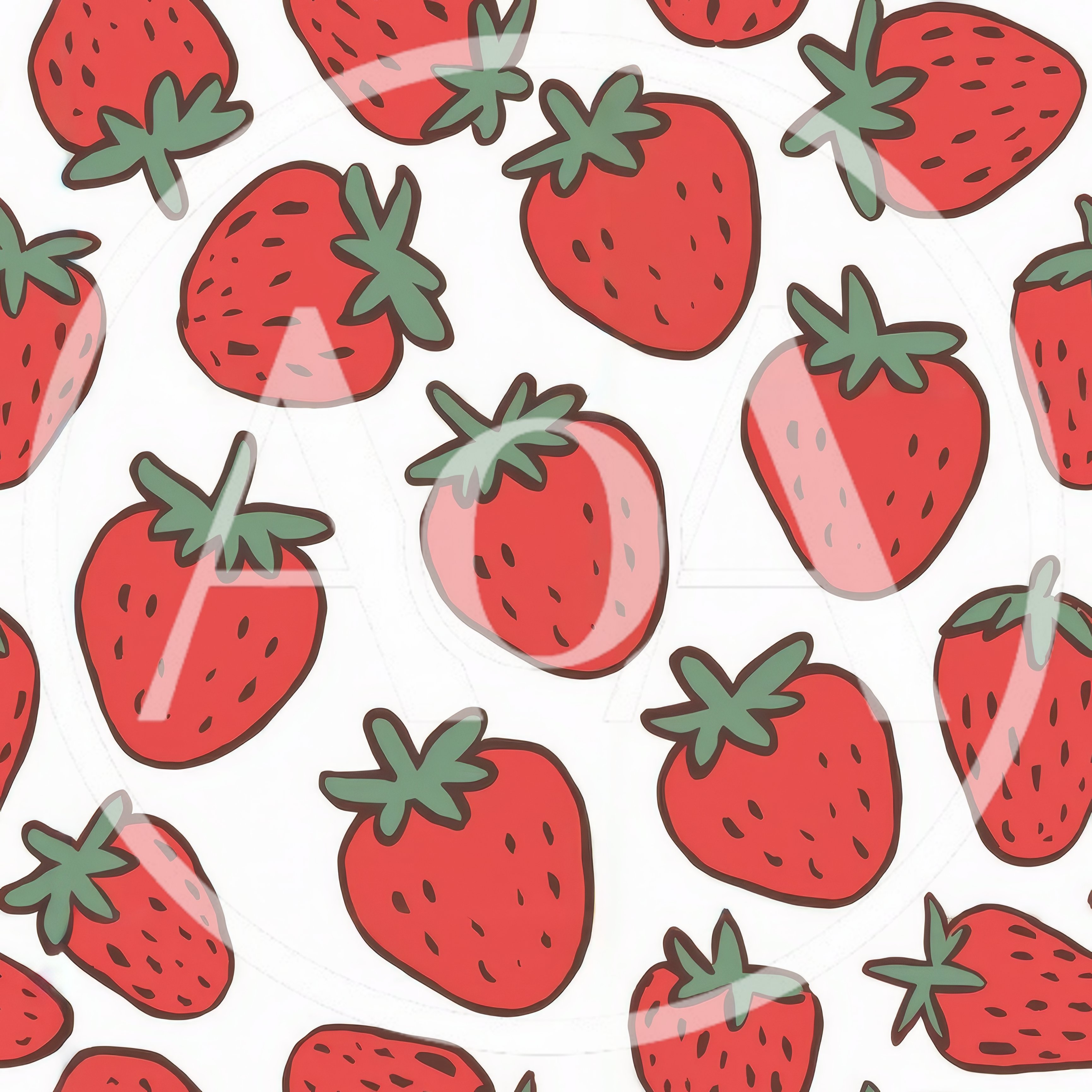 Seamless Pattern of Hand Drawn Red Strawberries