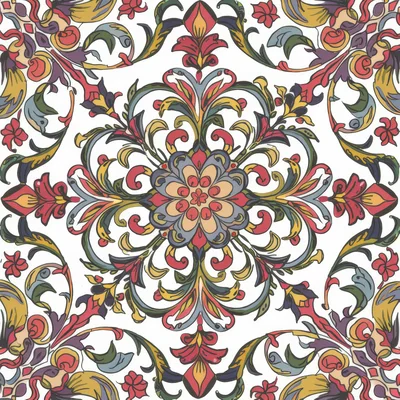 Seamless Floral Damask Pattern With Ornate Baroque Motifs
