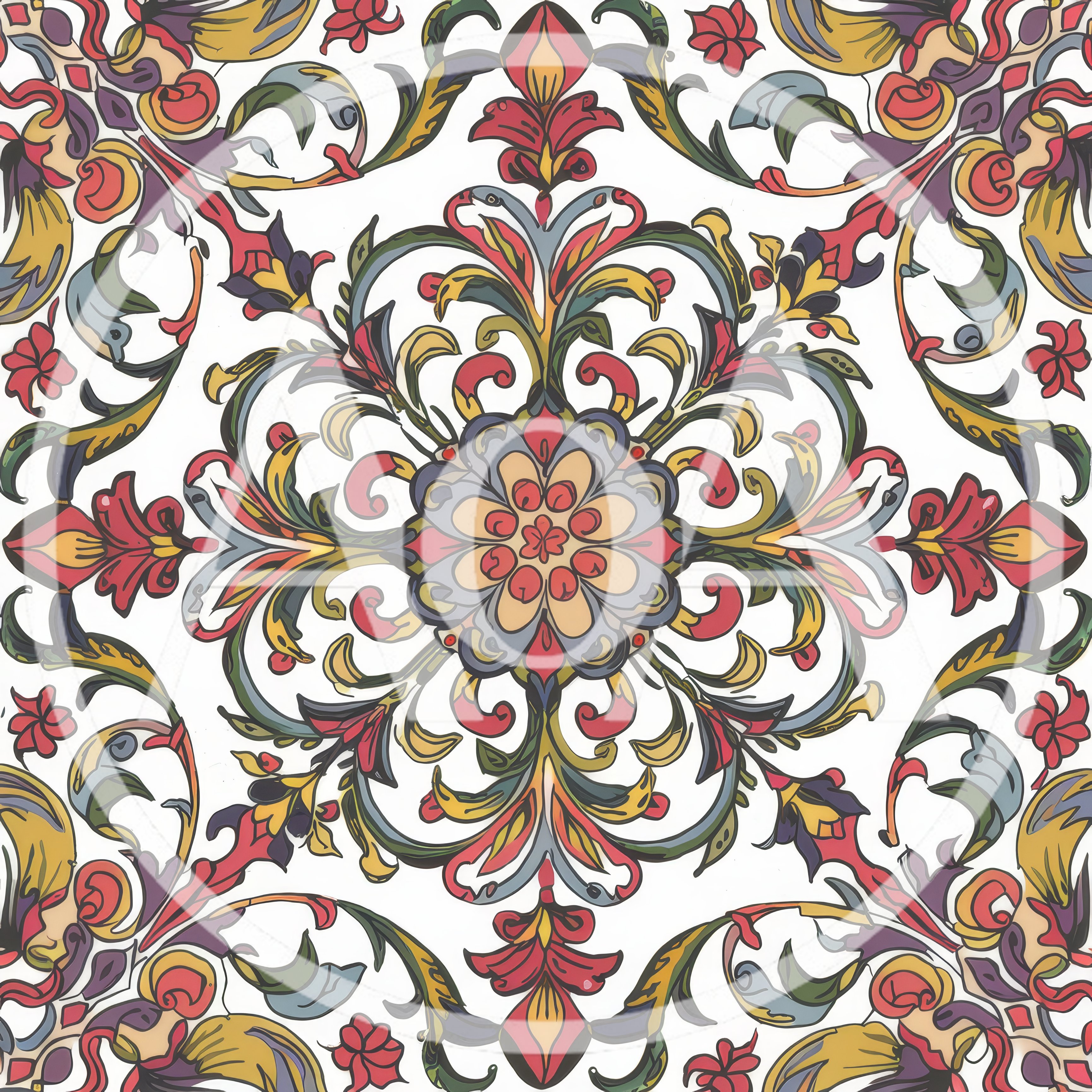 Seamless Floral Damask Pattern With Ornate Baroque Motifs