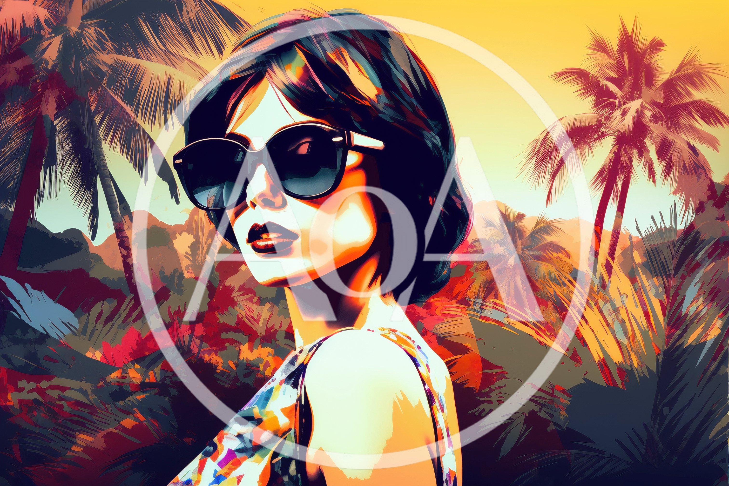 Stylish Woman Wearing Sunglasses In Tropical Setting