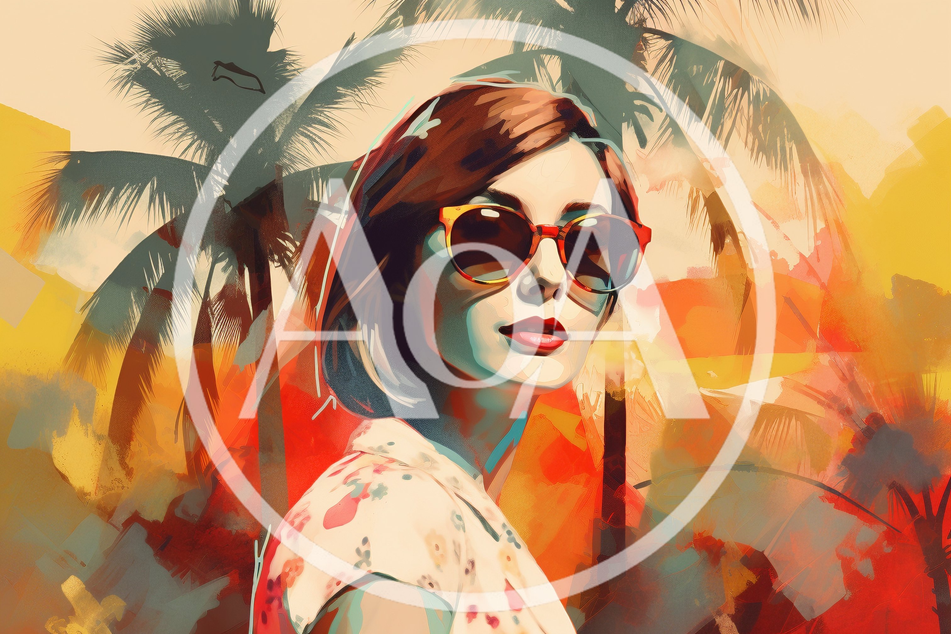 Stylish Woman Wearing Sunglasses In Tropical Palm Setting