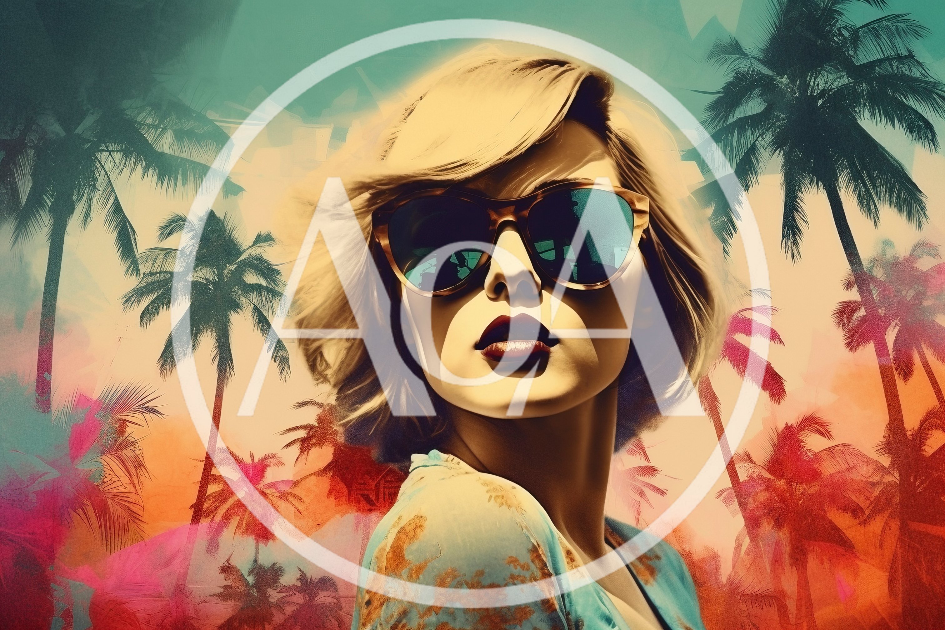 Stylish Woman With Sunglasses In Tropical Palm Setting