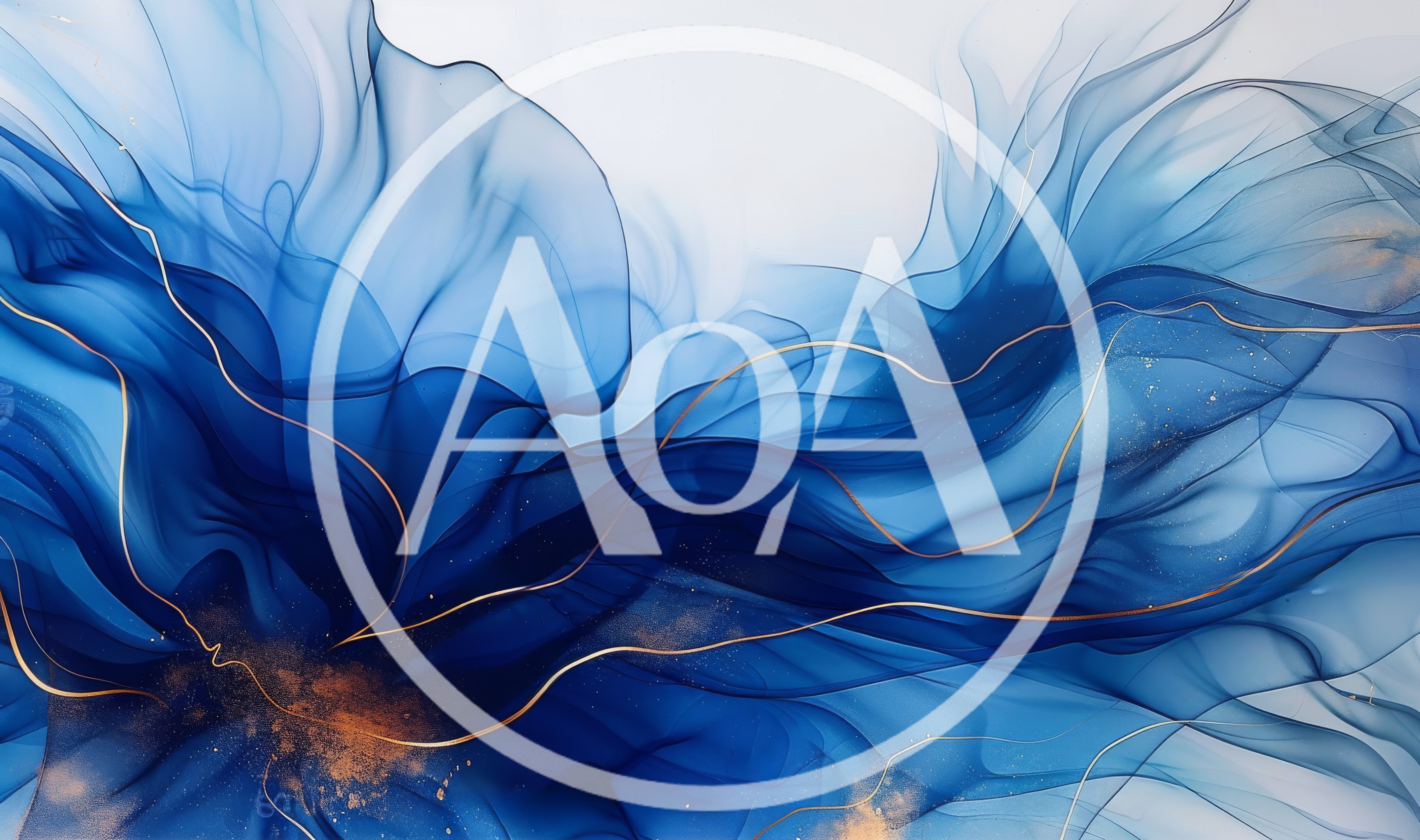 Abstract Blue Alcohol Ink Background With Gold Veins
