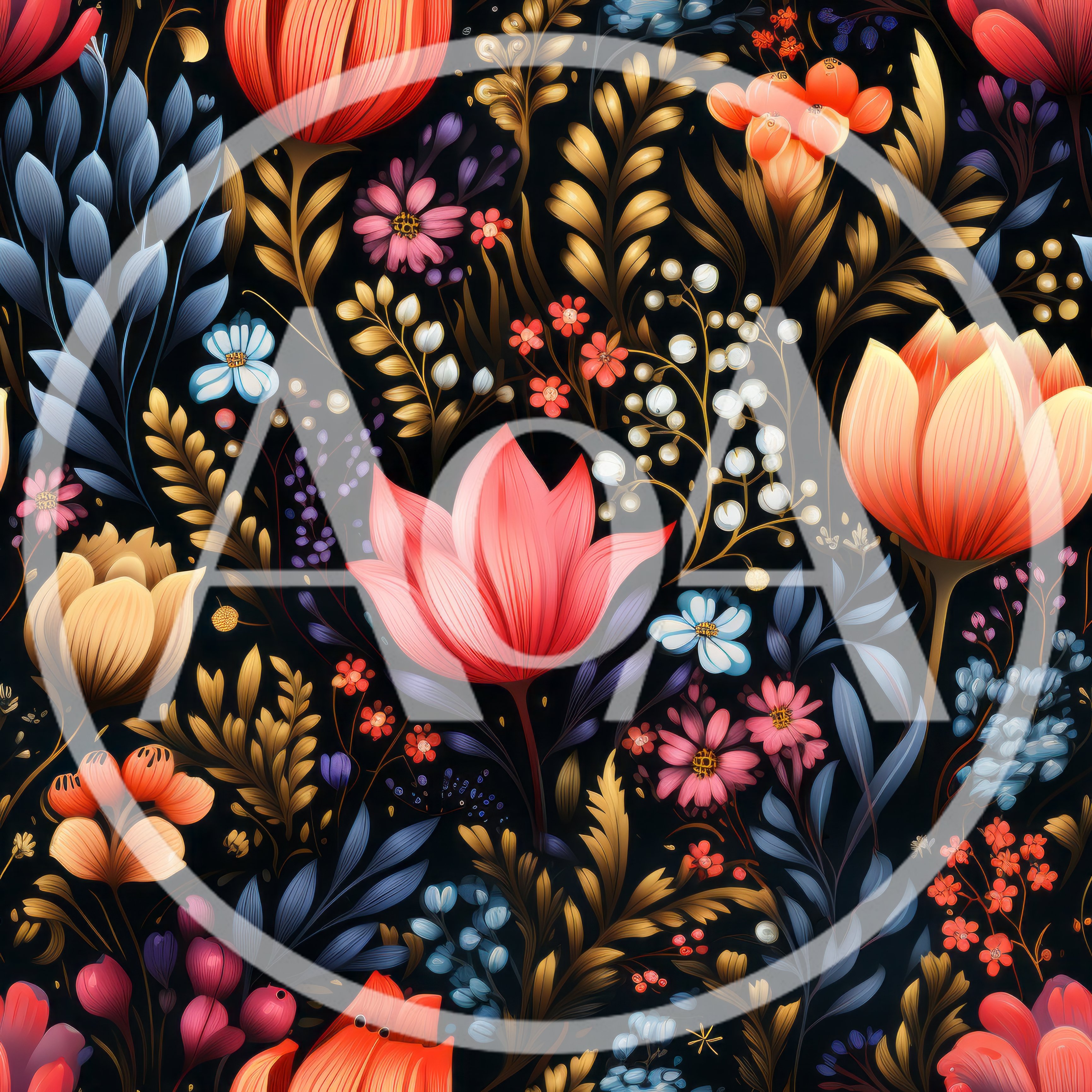 Seamless Floral Pattern With Vibrant Botanical Illustrations