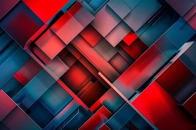 Abstract Geometric Background With Red And Blue Blocks