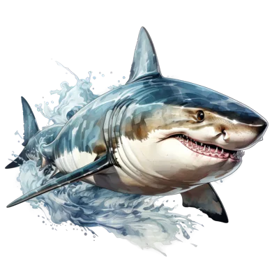 Great White Shark Breaching Through Ocean Water