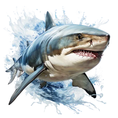 Great White Shark Emerging From Ocean Water