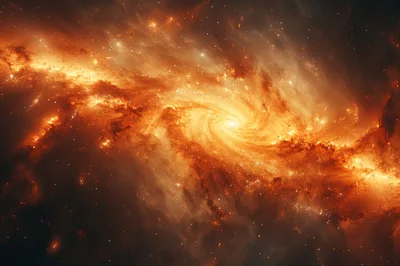 Glowing Spiral Galaxy In Deep Space