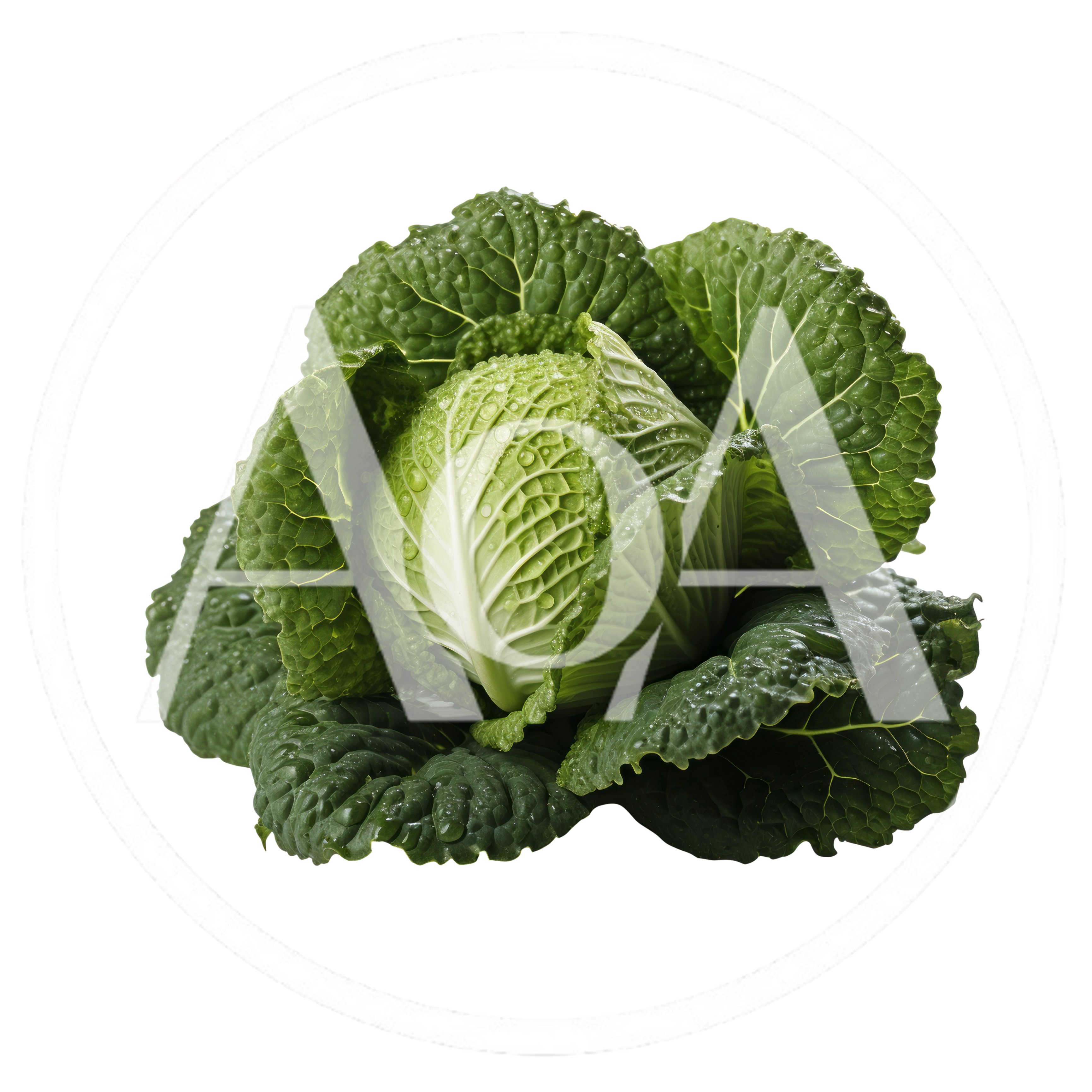 Fresh Savoy Cabbage Head Isolated On White Background