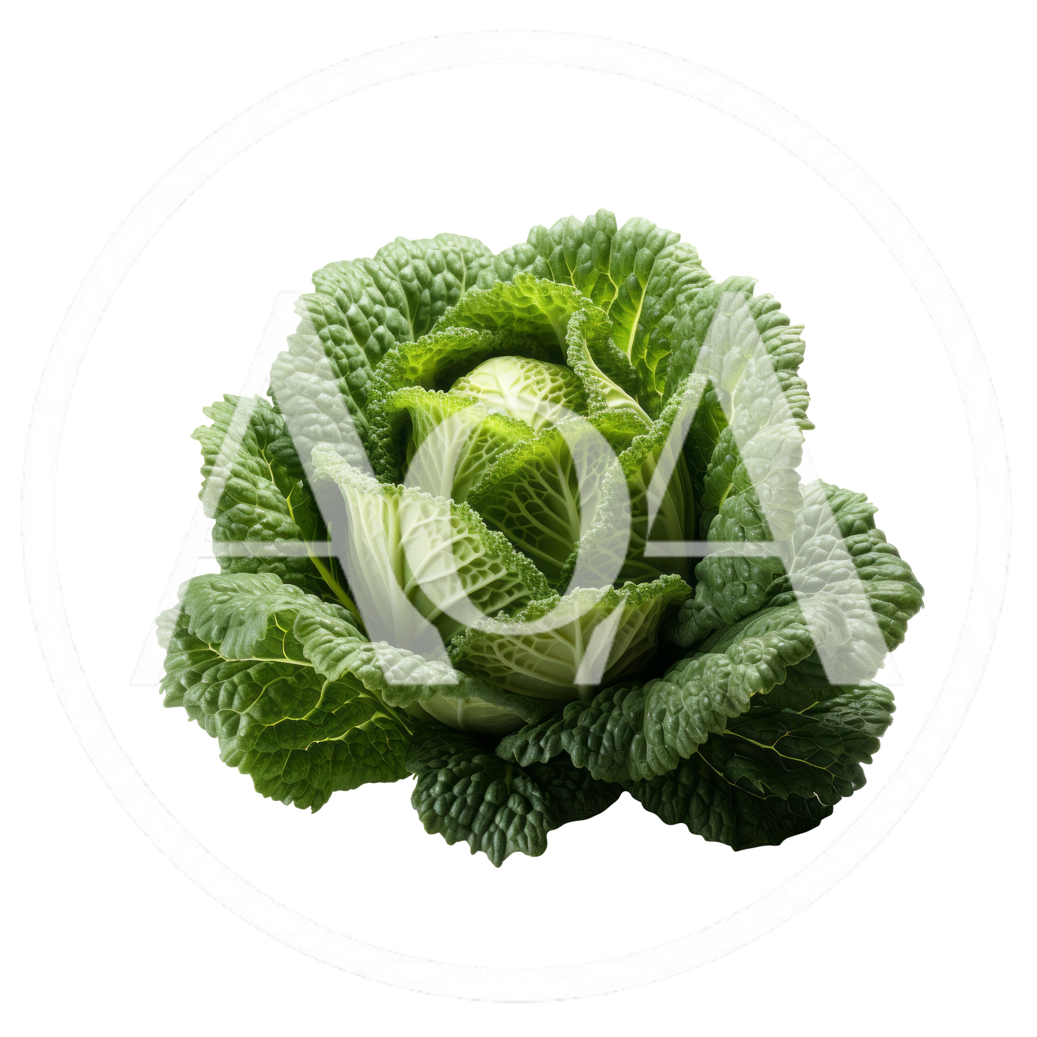Fresh Whole Savoy Cabbage Isolated On White Background