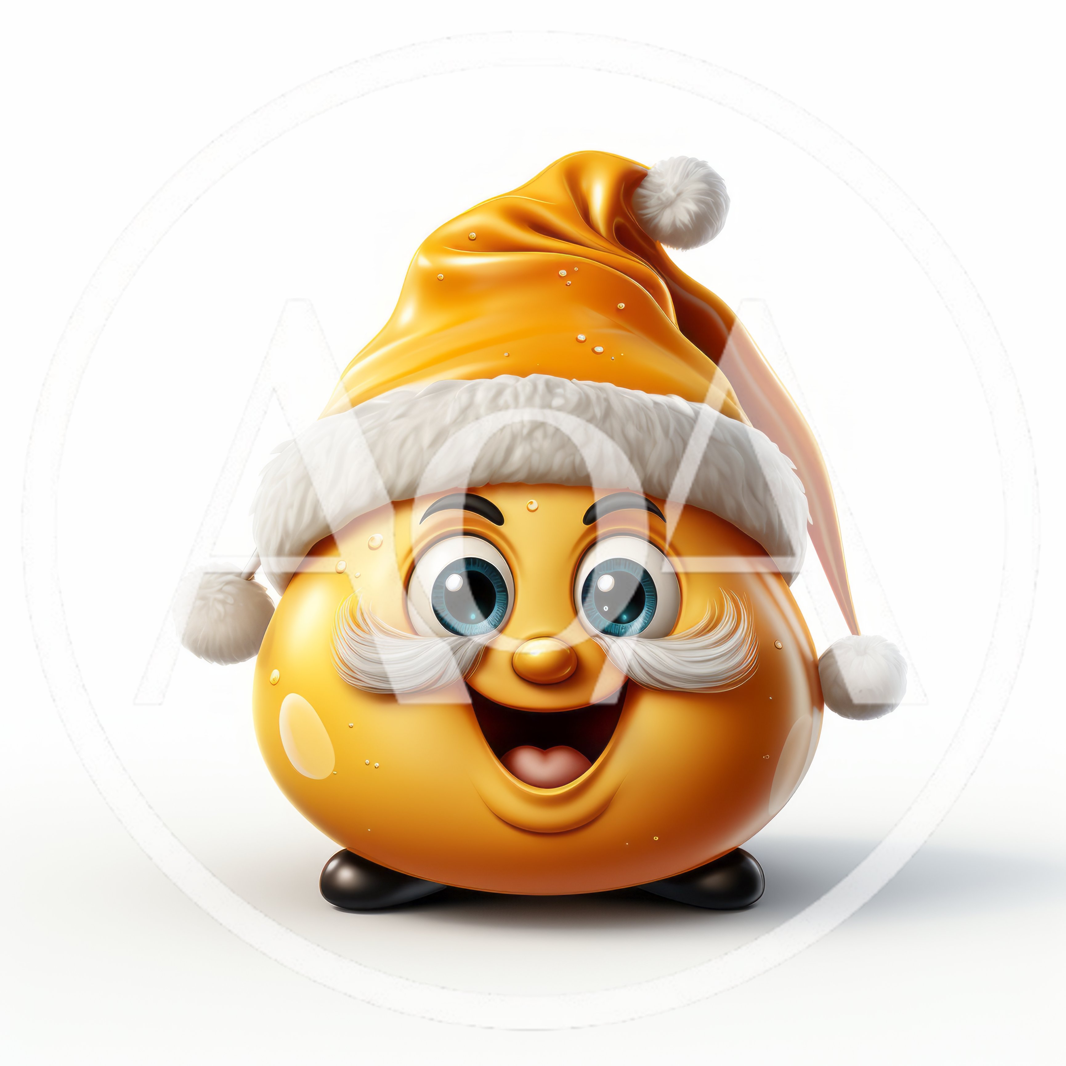 3D Rendered Yellow Emoji Character Wearing Santa Hat