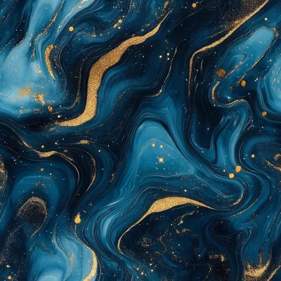 Abstract Blue And Gold Marble Fluid Texture