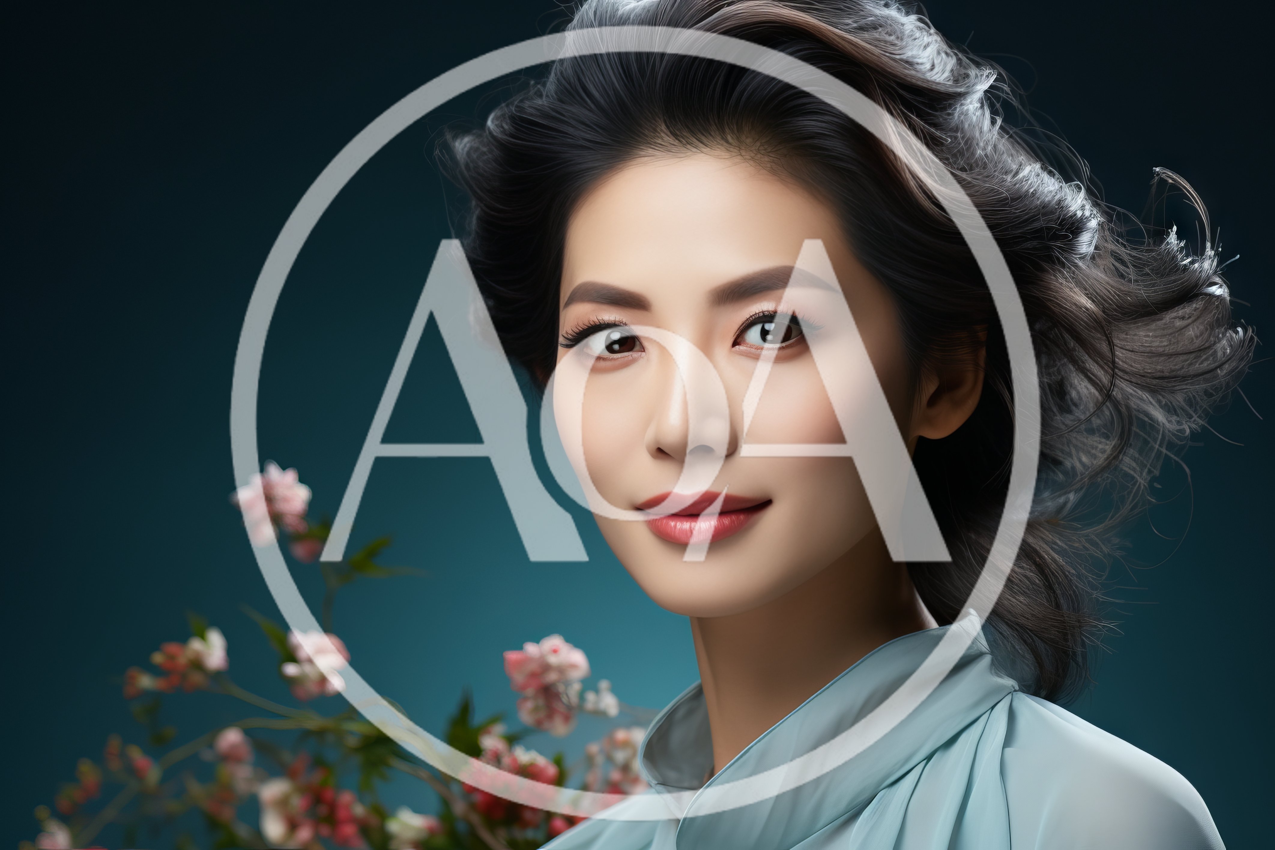 Portrait Of A Beautiful Asian Woman With Floral Accents