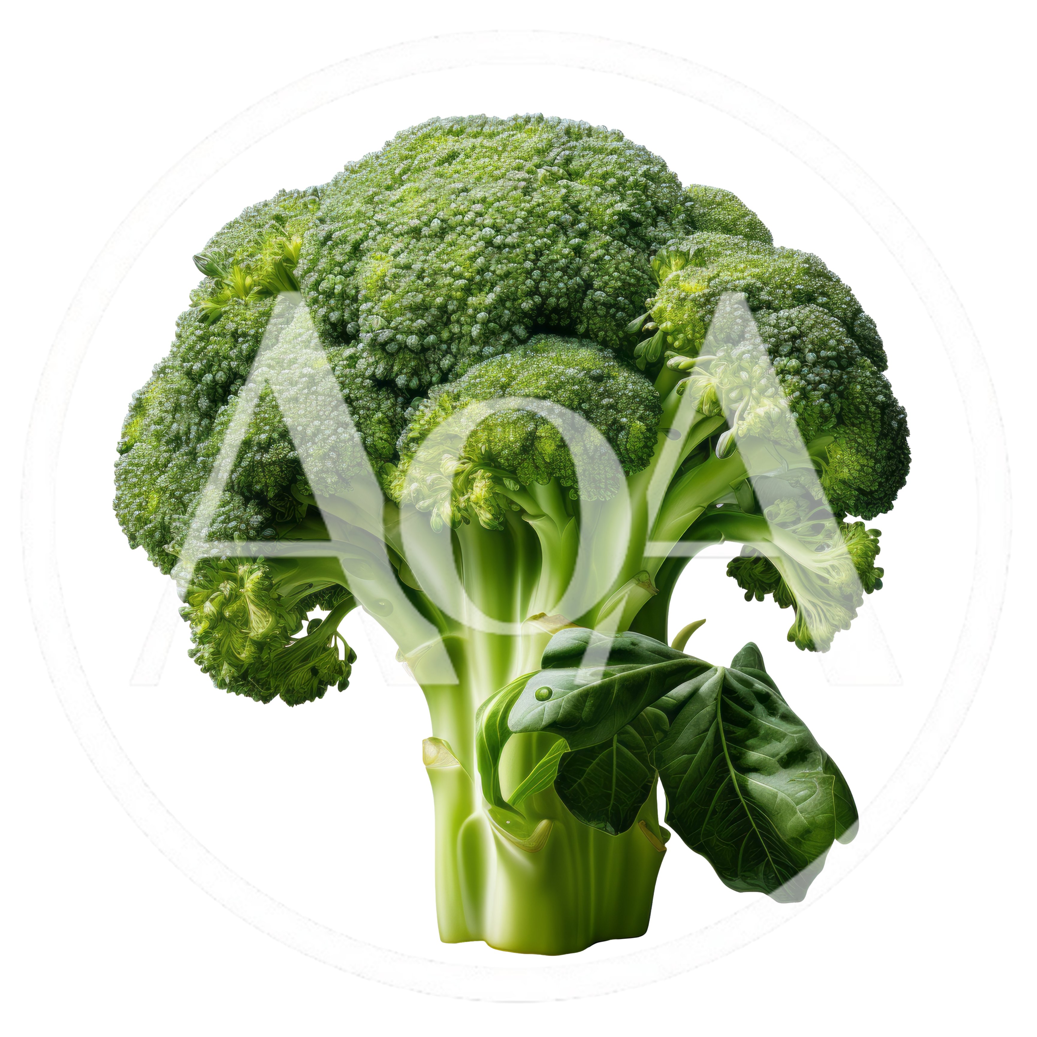 Fresh Green Broccoli Head Isolated On Black Background