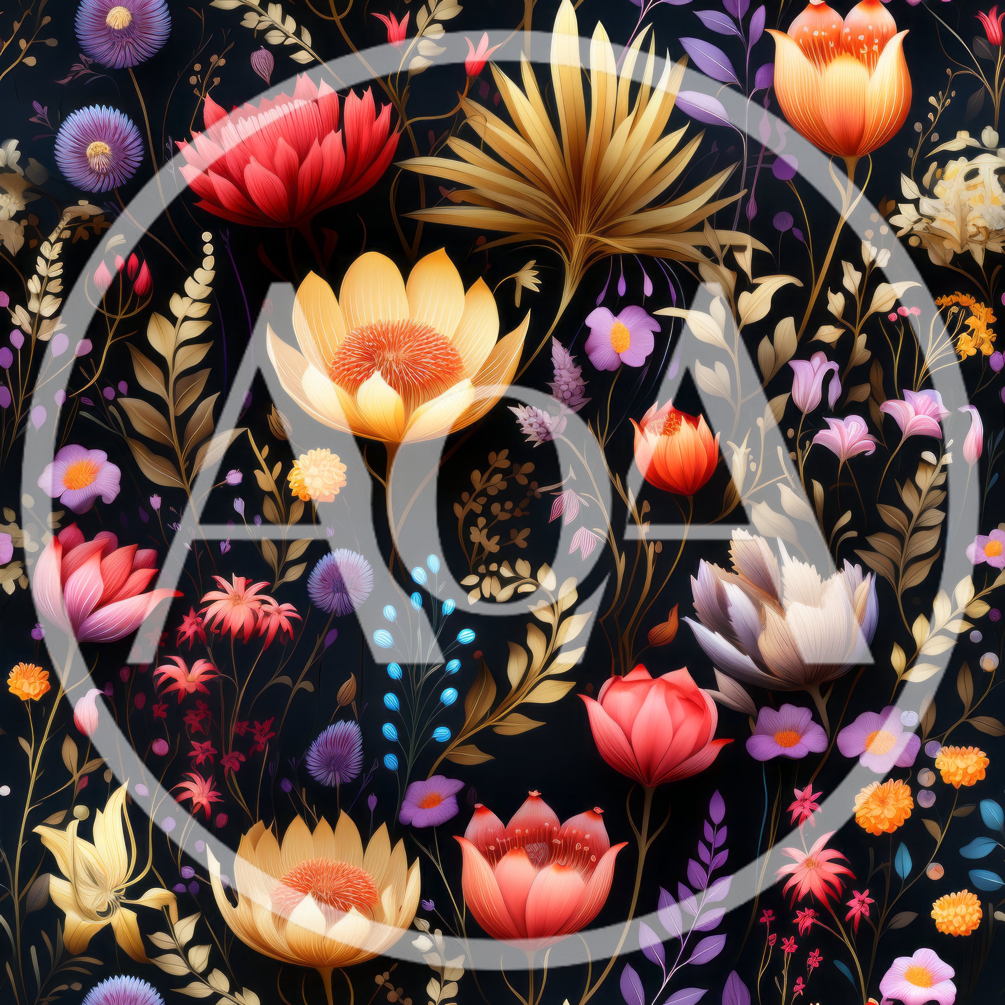 Seamless Floral Pattern With Vibrant Botanical Illustrations