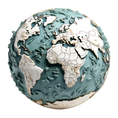 3D Relief Map Globe With Stylized Continents
