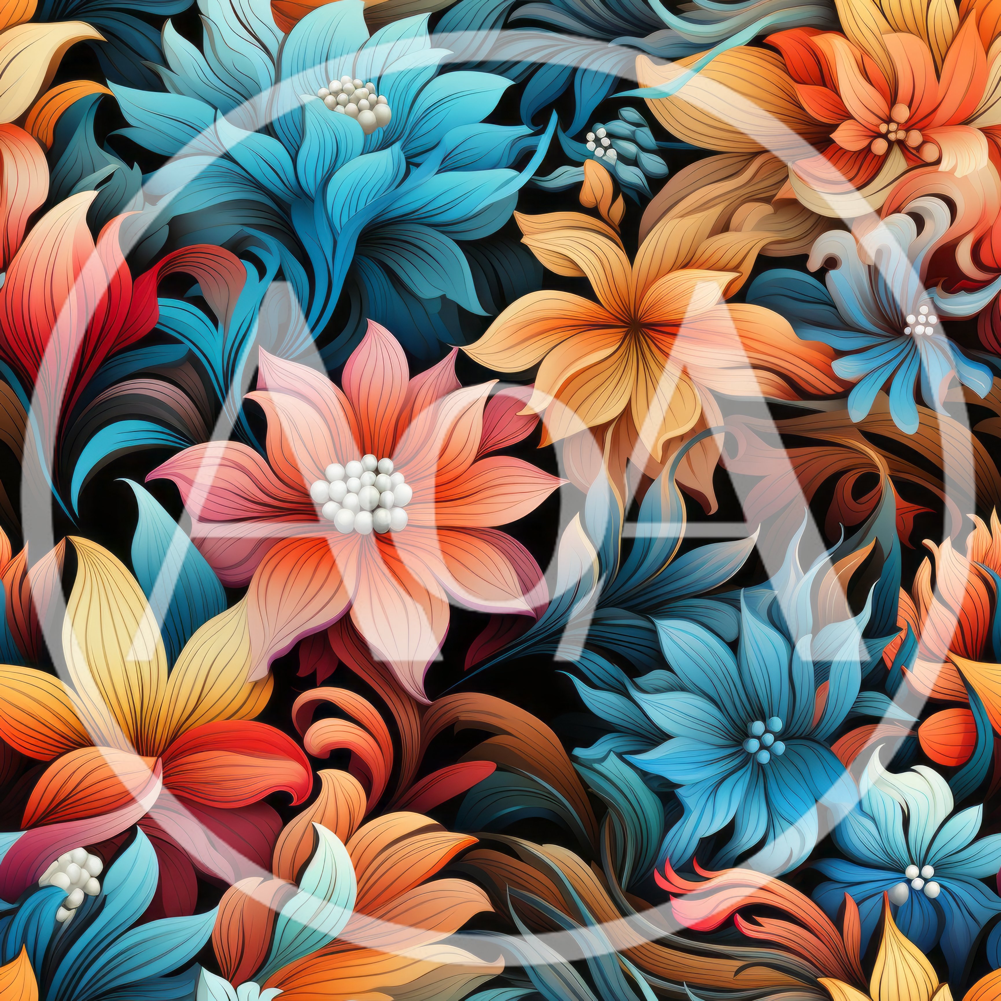 Seamless Floral Pattern With Vibrant Stylized Flowers