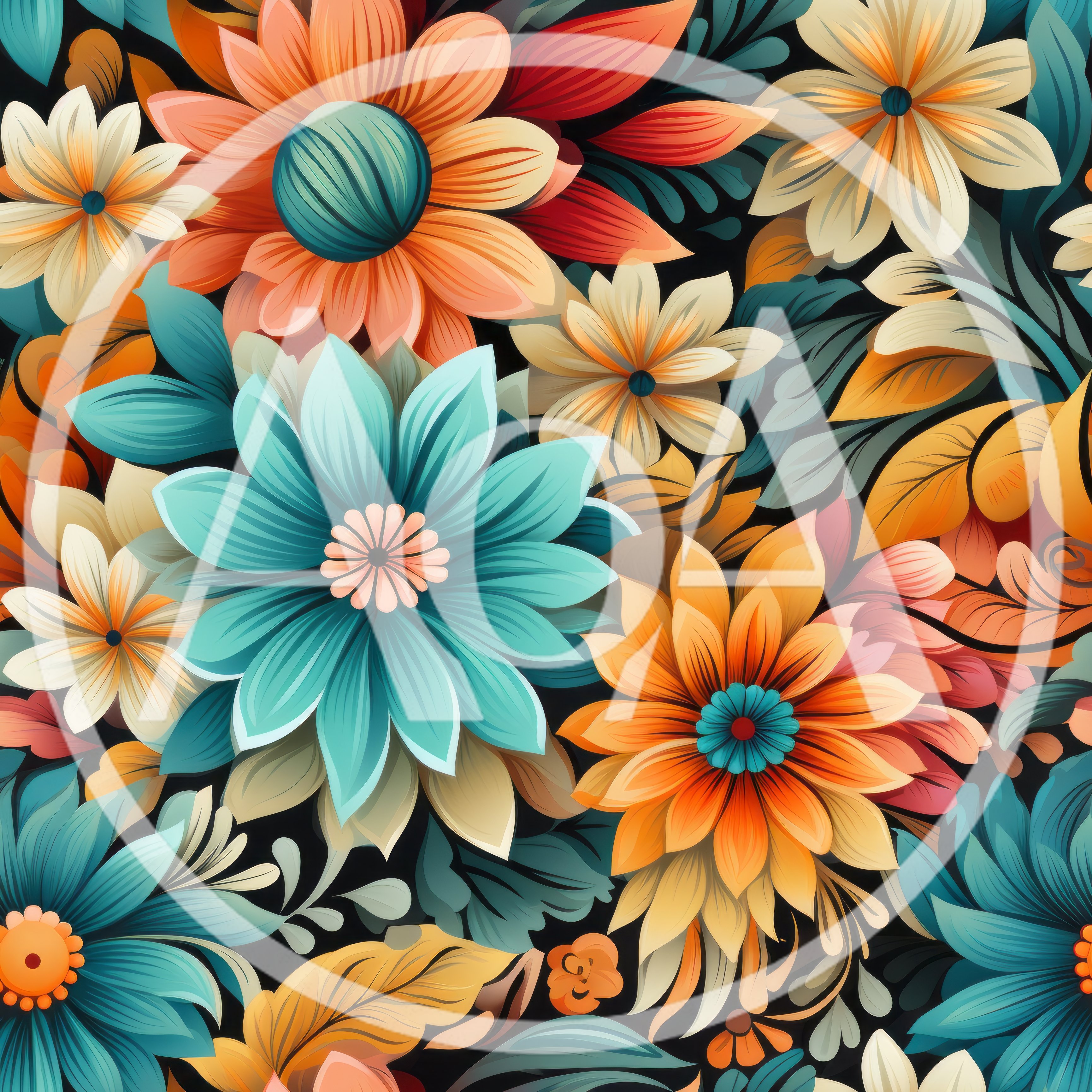 Seamless Floral Pattern With Vibrant Stylized Flowers