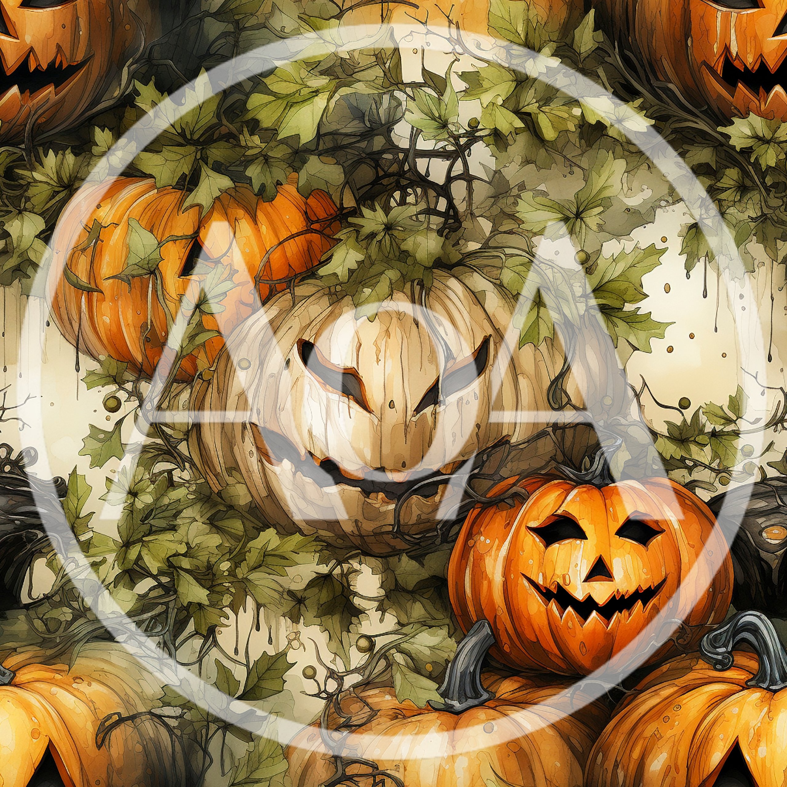 Seamless Pattern Of Spooky Halloween Jack O Lanterns