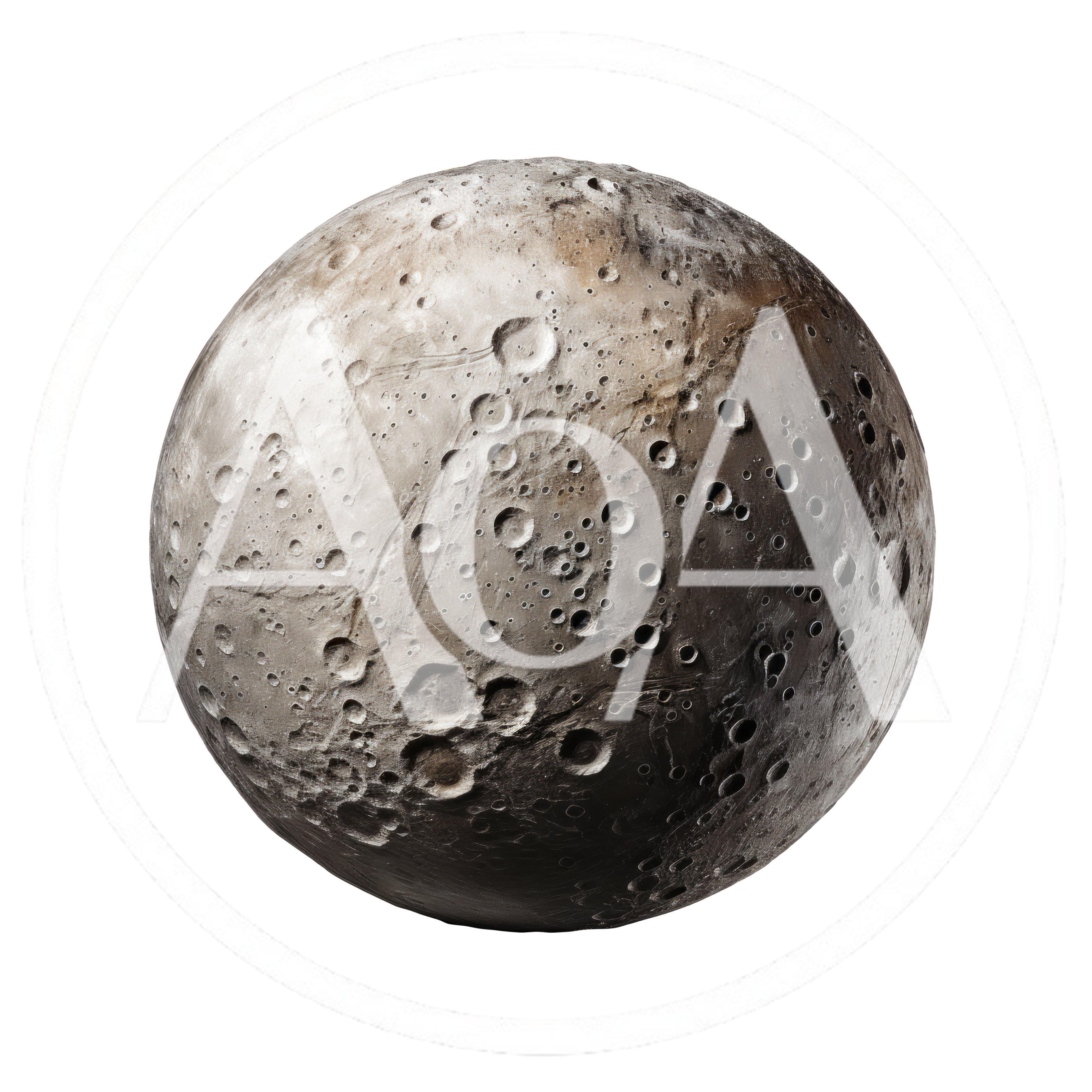 Detailed Cratered Moon Surface Isolated On Black Background