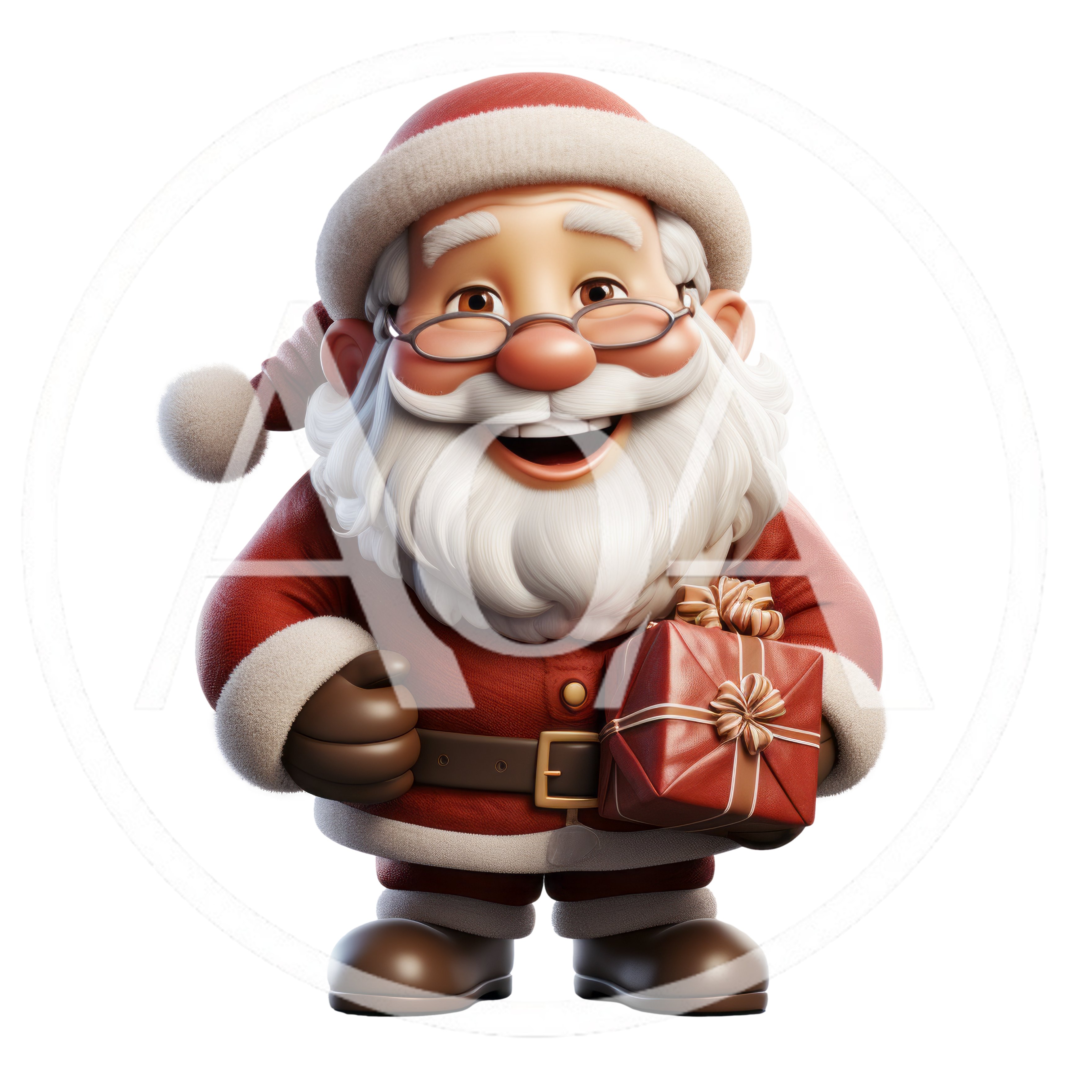 3D Rendered Cartoon Santa Claus Holding A Gift