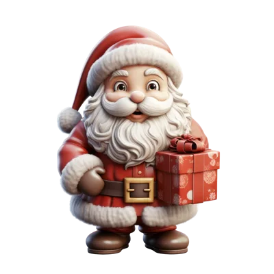3D Rendered Cartoon Santa Claus Holding A Gift