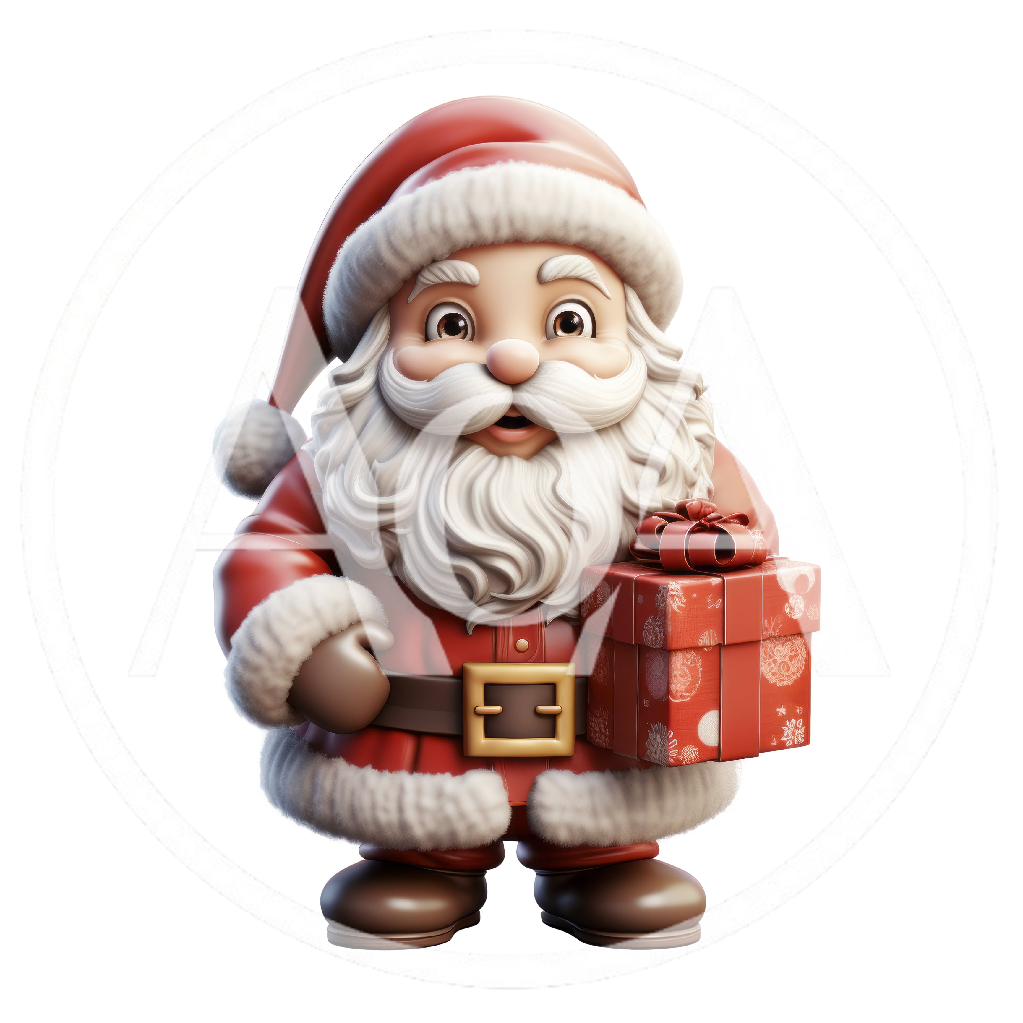 3D Rendered Cartoon Santa Claus Holding A Gift