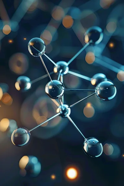 Abstract Molecular Structure With Glowing Spheres