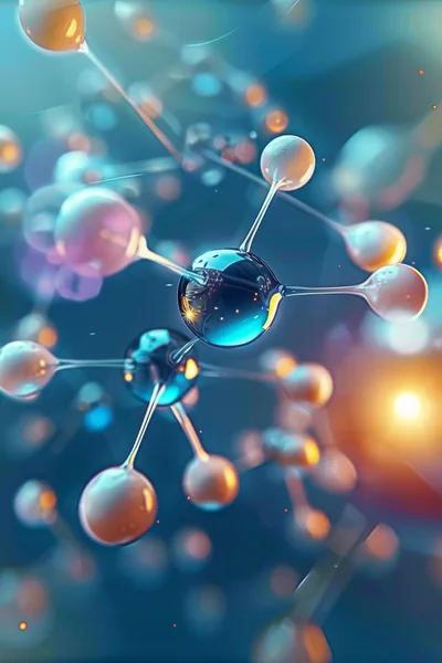 Abstract Molecular Structure Visualization With Glowing Particles