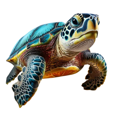 Vibrant Sea Turtle Swimming In Deep Ocean Waters