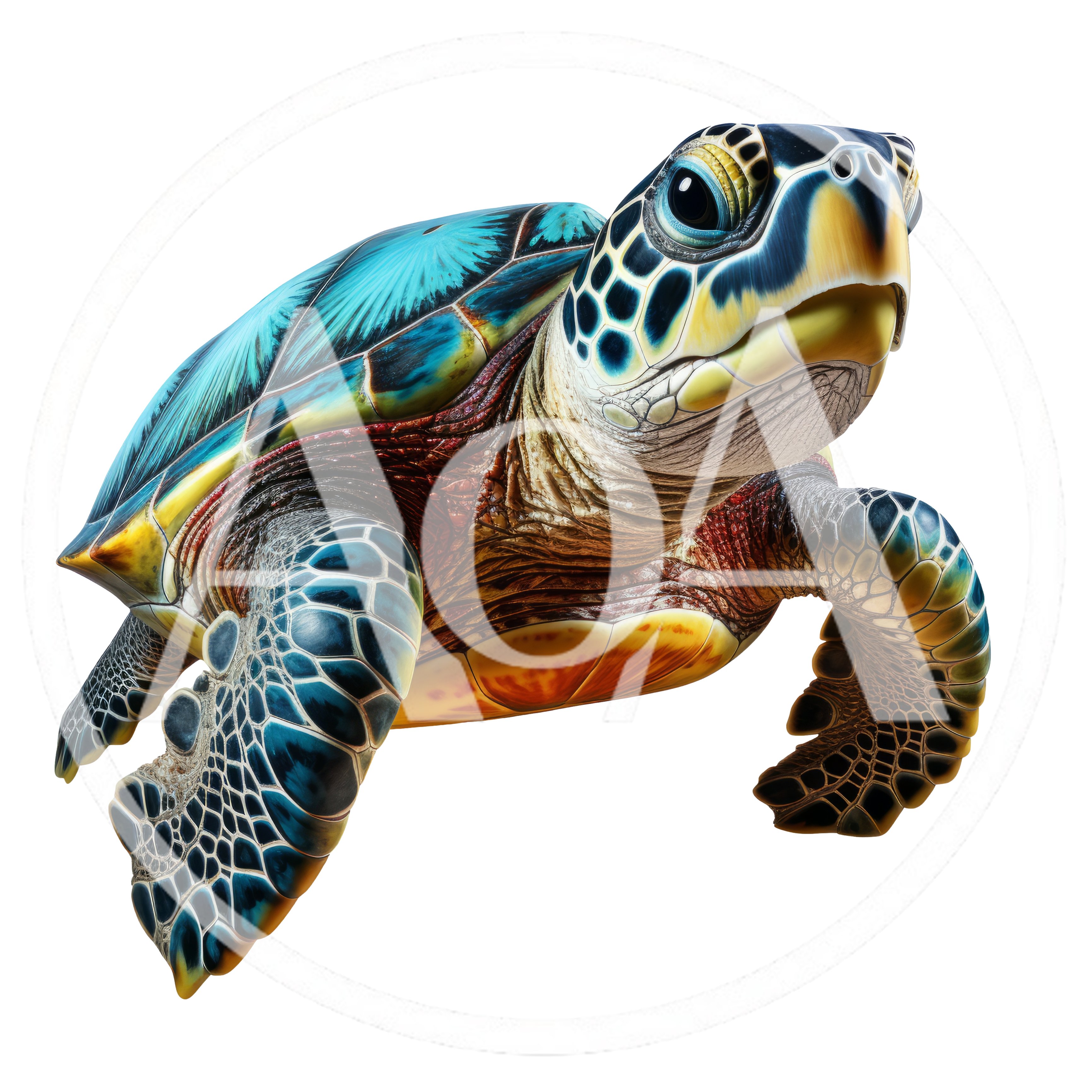 Vibrant Sea Turtle Swimming In Deep Ocean Waters