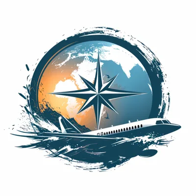 Travel Logo Featuring Airplane Compass And Globe Illustration