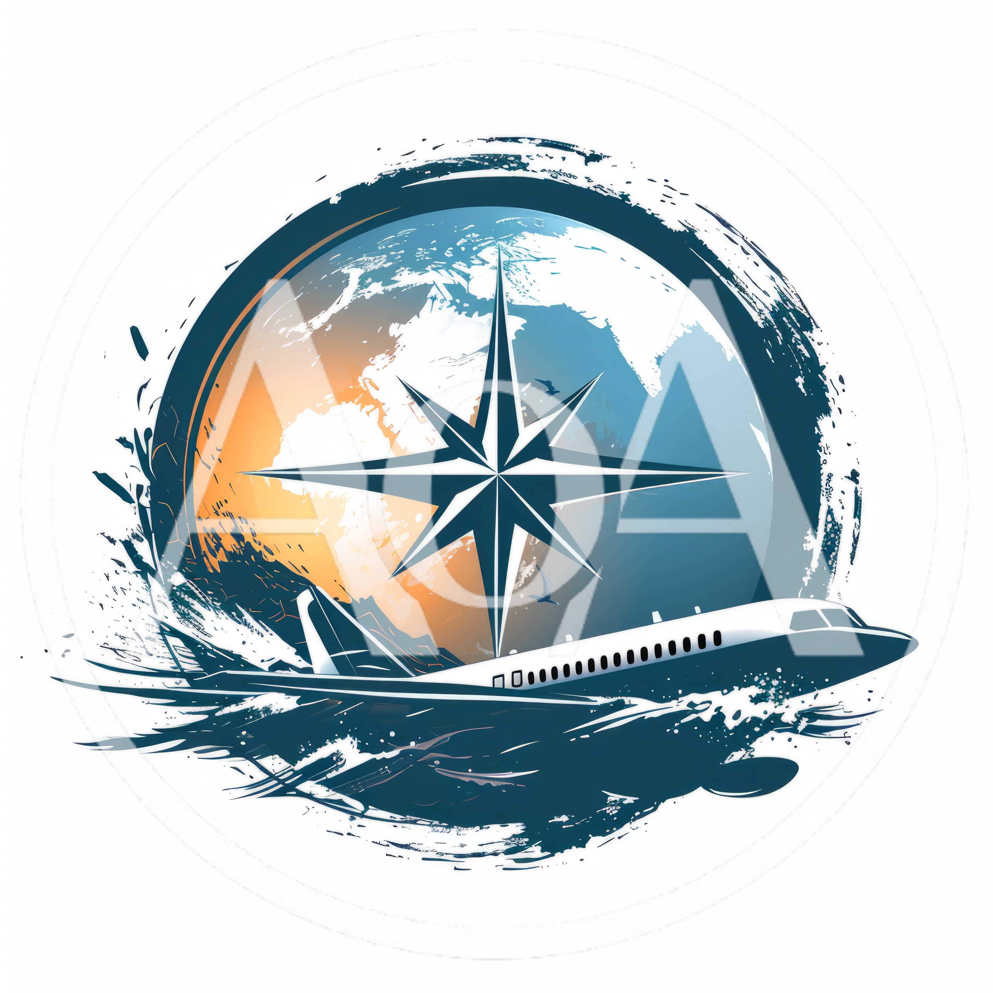 Travel Logo Featuring Airplane Compass And Globe Illustration