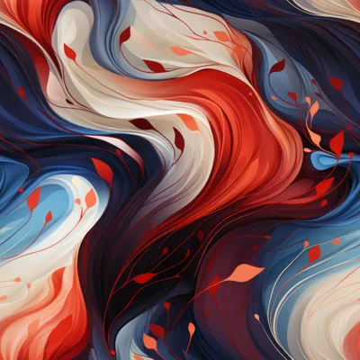 Abstract Fluid Waves With Organic Leaf Patterns