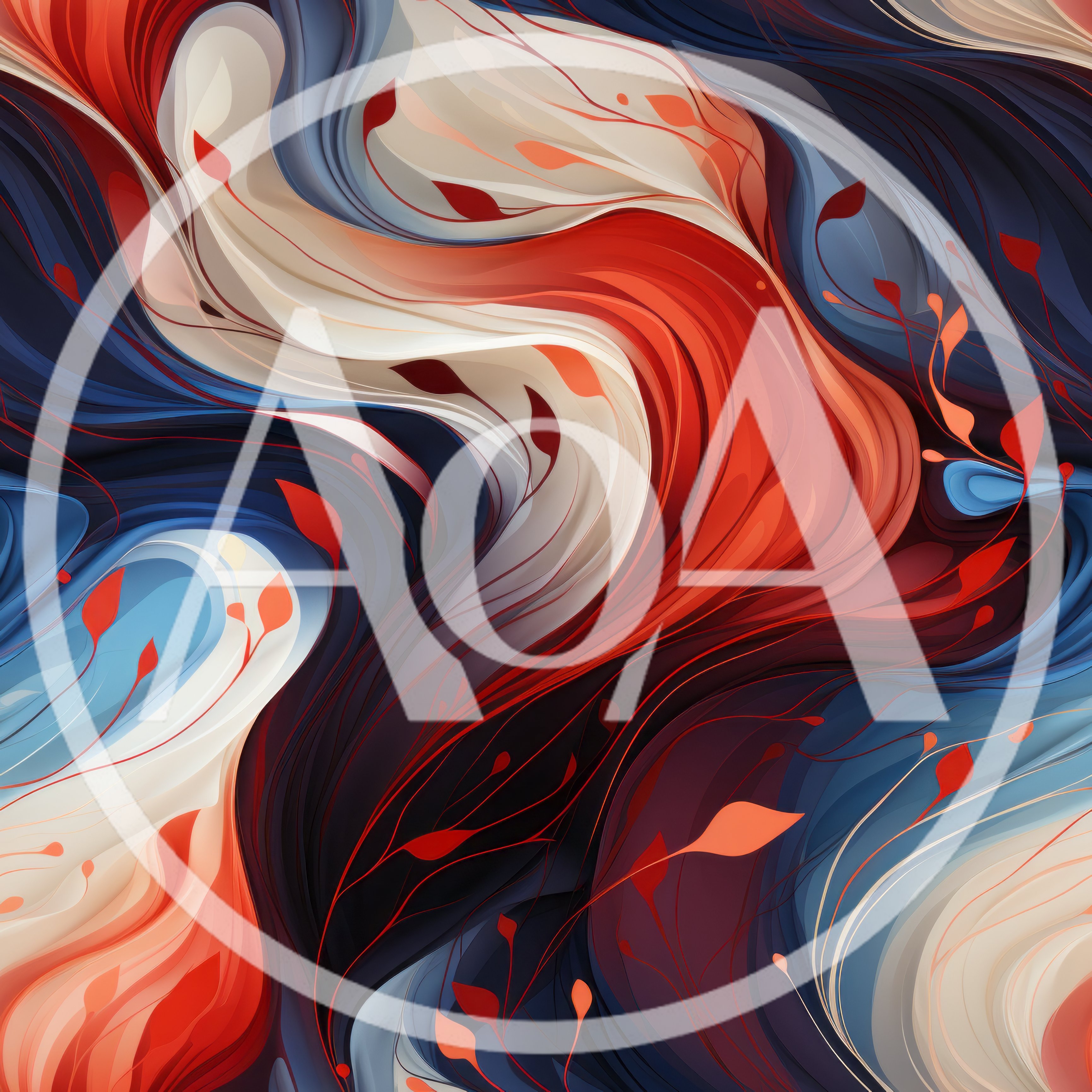 Abstract Fluid Waves With Organic Leaf Patterns