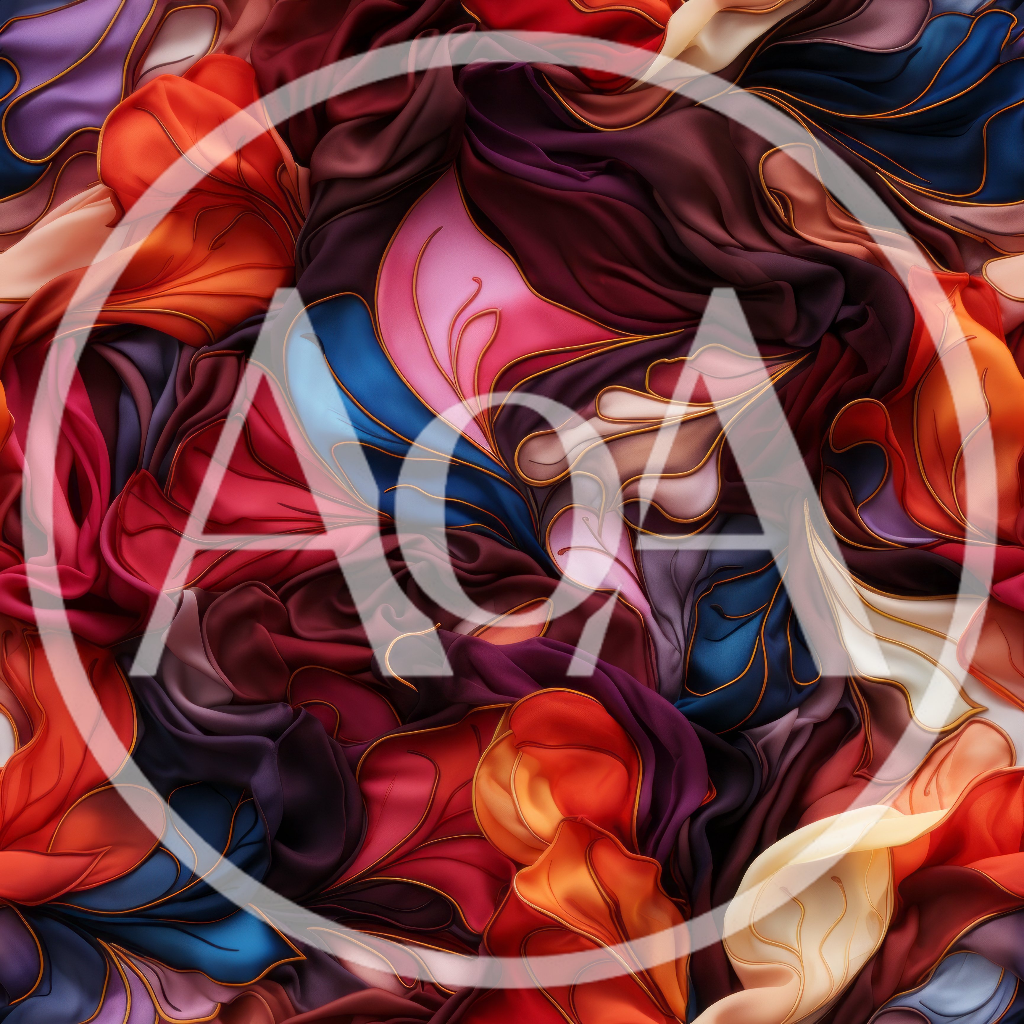 Abstract Silk Fabric Texture With Gold Accents
