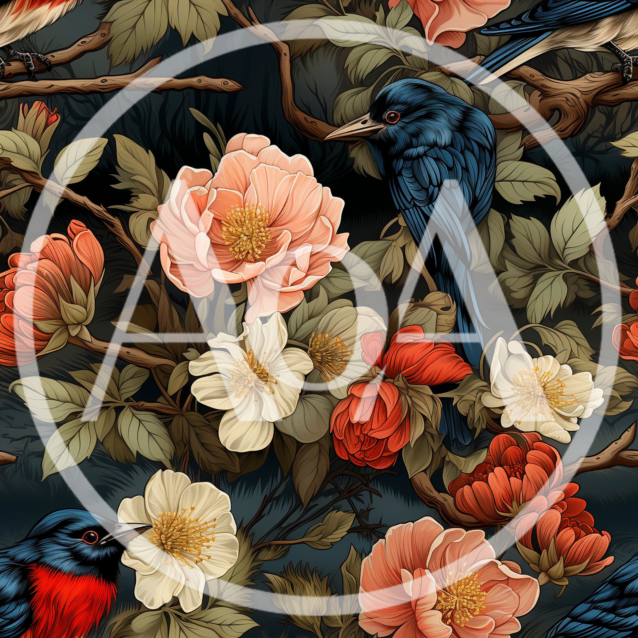 Seamless Pattern With Birds And Peonies
