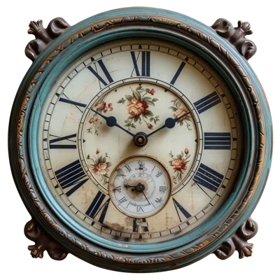 Vintage Floral Wall Clock With Roman Numerals