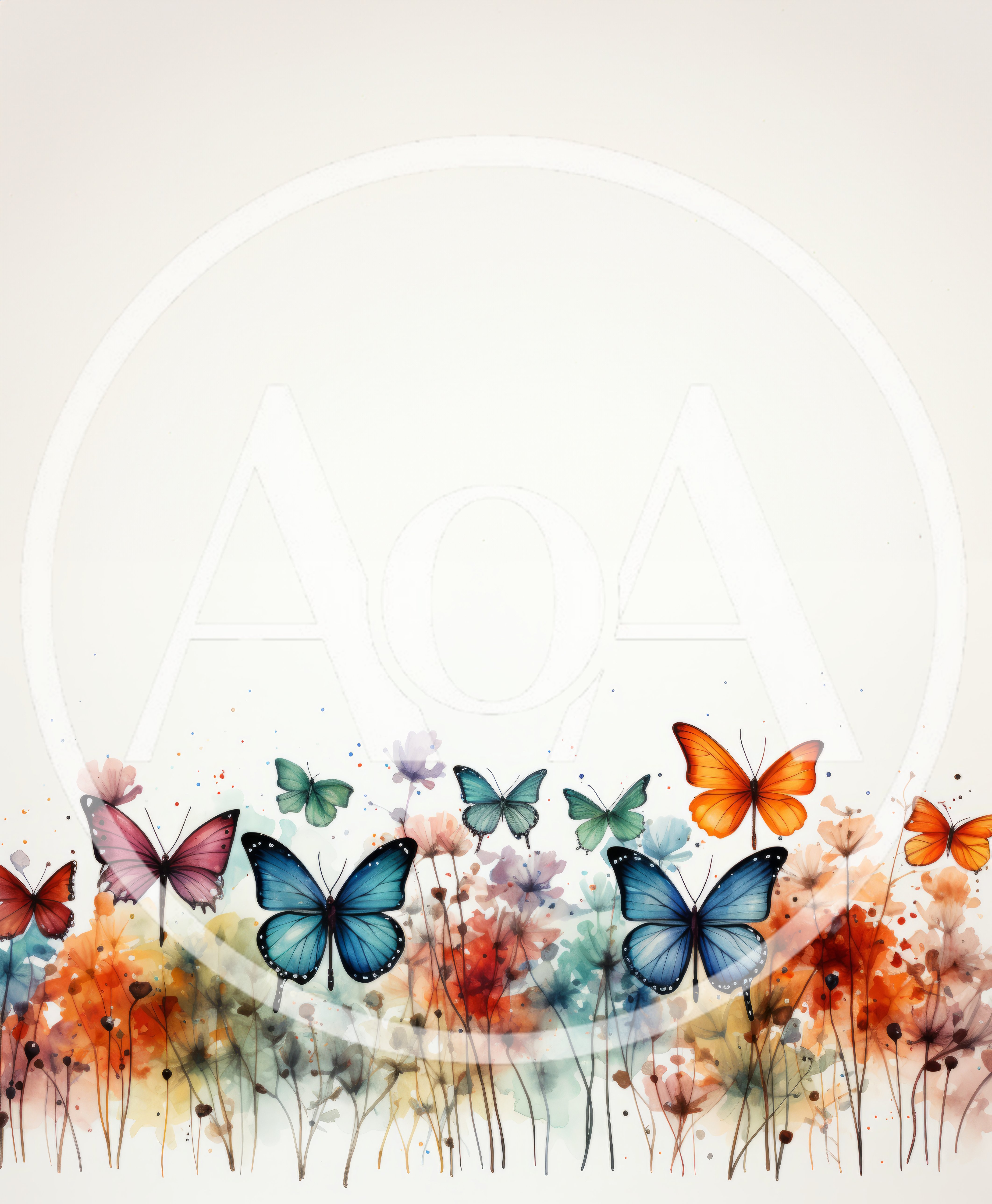 Watercolor Butterflies And Wildflowers Botanical Illustration