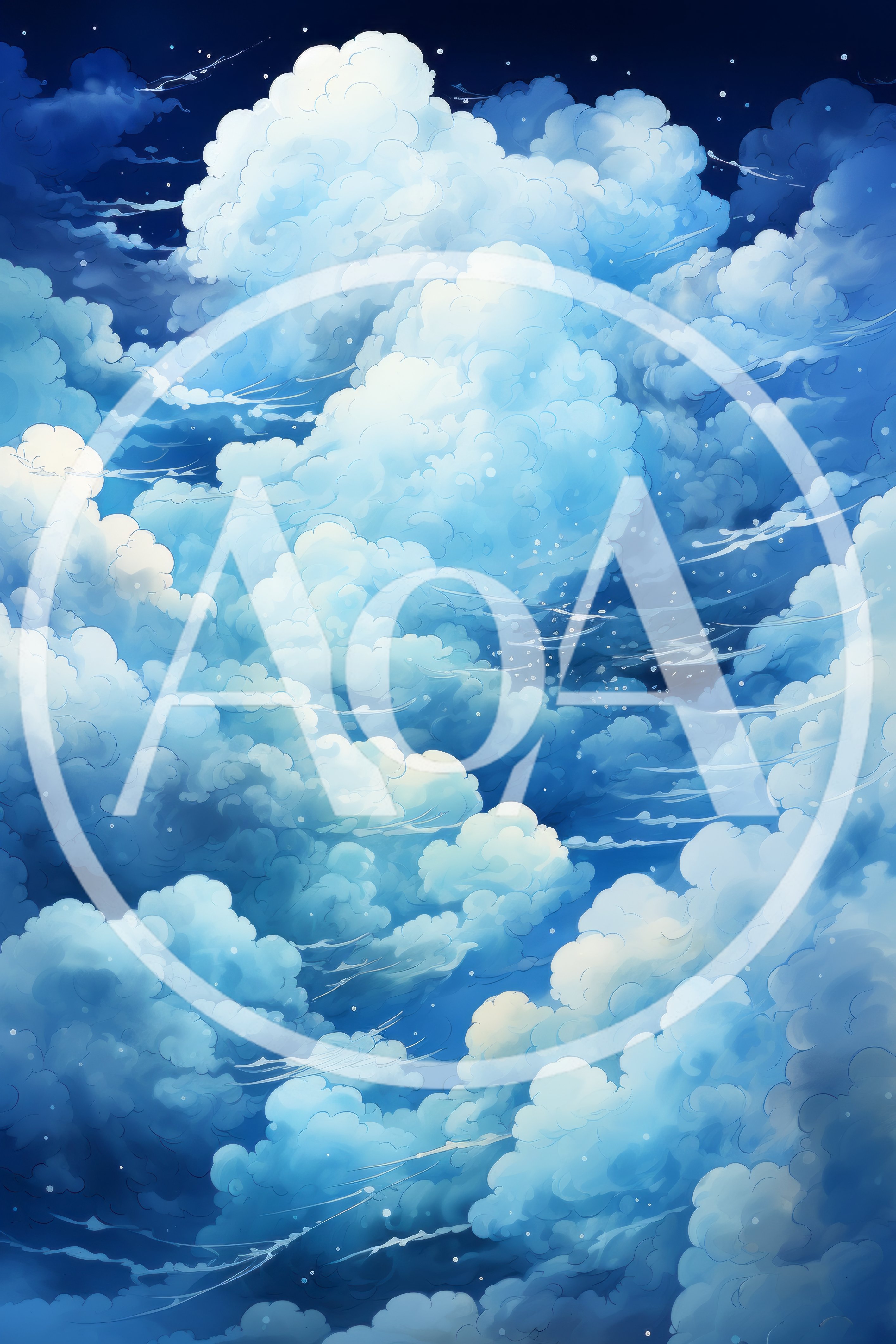 Dreamy Anime Style Blue Sky With Fluffy Clouds