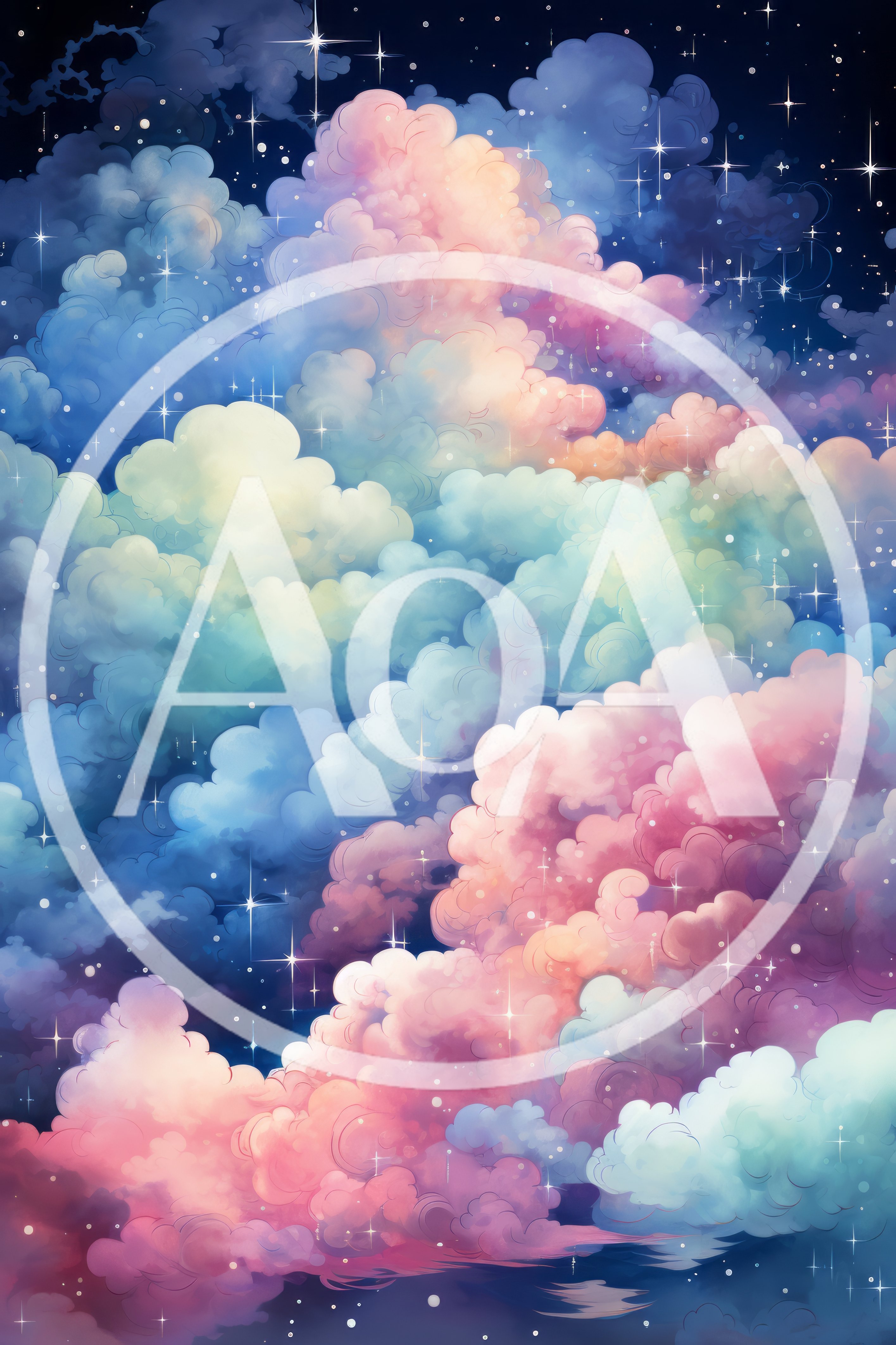Dreamy Pastel Clouds In A Starry Night Sky