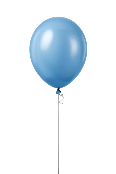 Single Blue Balloon Floating Against White Background