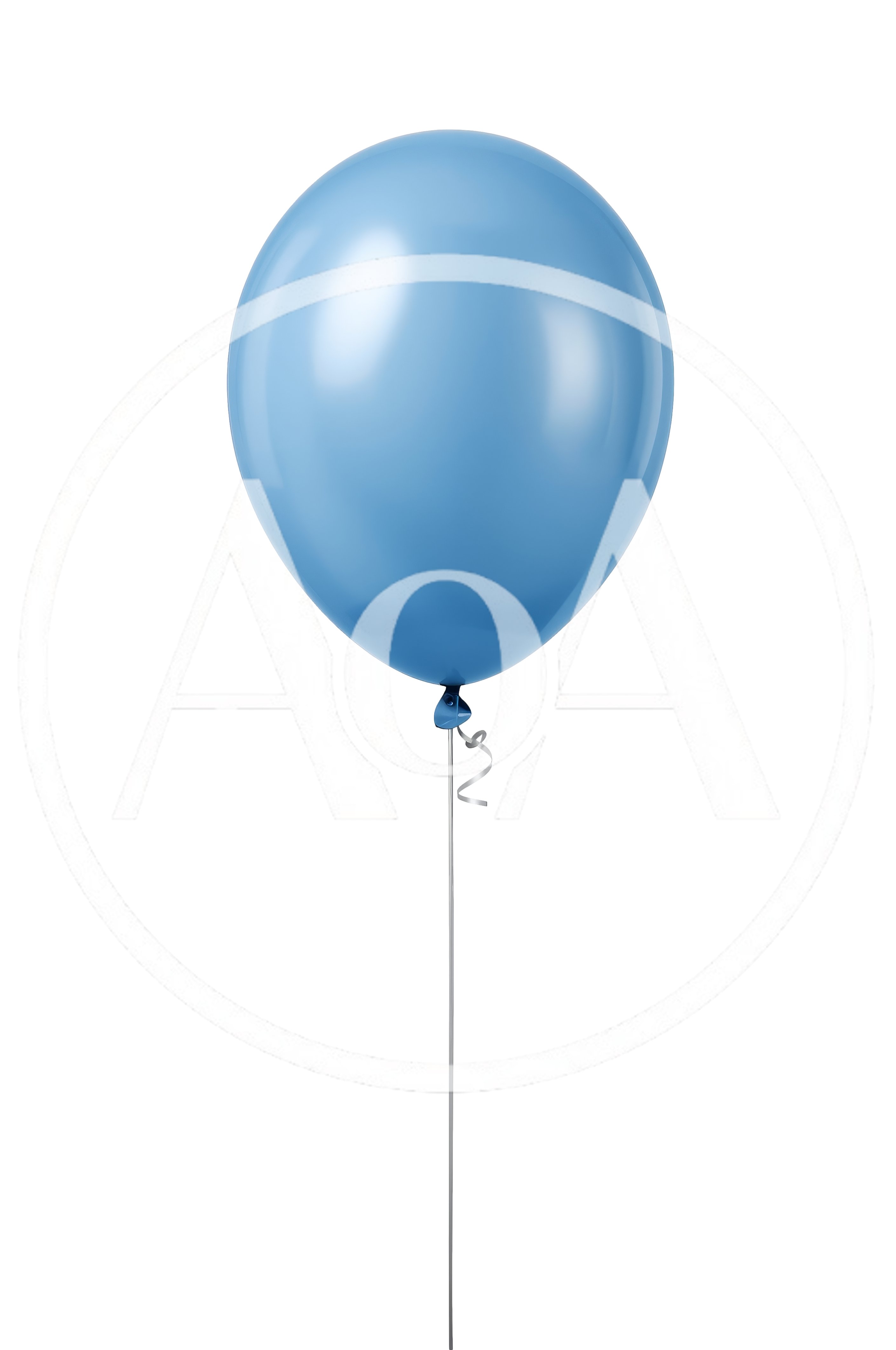 Single Blue Balloon Floating Against White Background